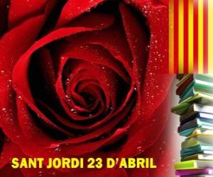 Puzzle Στις 23 Απριλίου, ημέρα του Αγίου Γεωργίου γιορτάζεται στην Καταλονία, το Φεστιβάλ του Βιβλίου και της Ρόουζ
